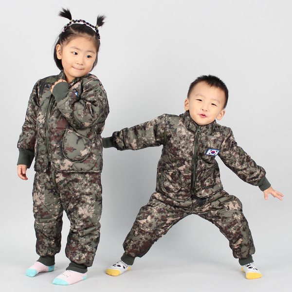 아동 깔깔이 세트 디지털 태극기 차이나넥 어린이 아기 군인 군대 군용