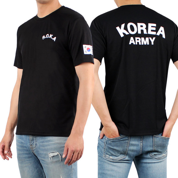 쿨드라이 ROKA 로카반팔티 검정 군인 군용 티셔츠