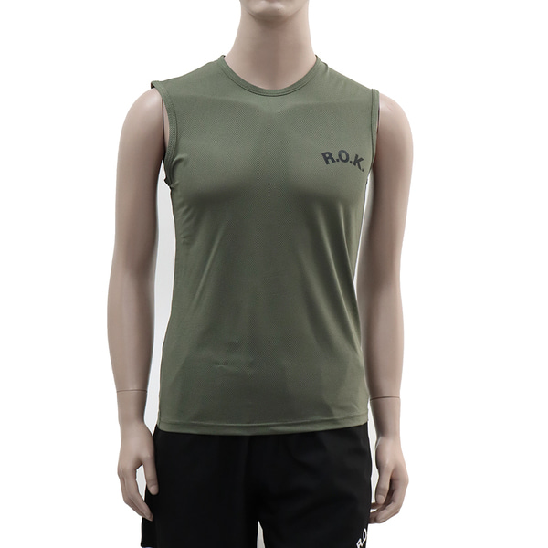 쿨론 ATB 로카 민소매 카키 군인 군대 티셔츠