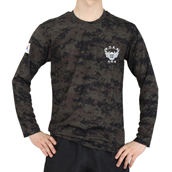 쿨론 수색대 ROKA 로카긴팔티 검정디지털 로카티 / 군인 군용 군대 티셔츠