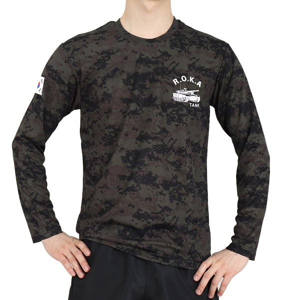 쿨론 기갑 ROKA 로카긴팔티 검정디지털 로카티 / 군인 군용 군대 티셔츠