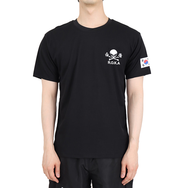 쿨론 투톤 백골마크 ROKA 로카반팔티 검정 군인 군용 군대 티셔츠