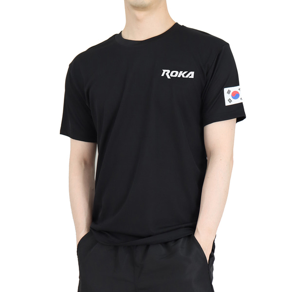 쿨론 스판 ROKA 로카티 반팔 검정 군인 군용 티셔츠