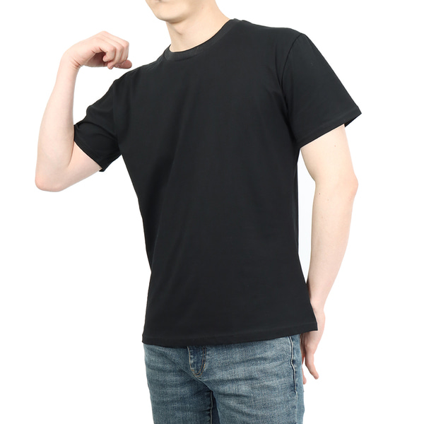 무지 면스판덱스 반팔티 검정 기능성 군인 티셔츠