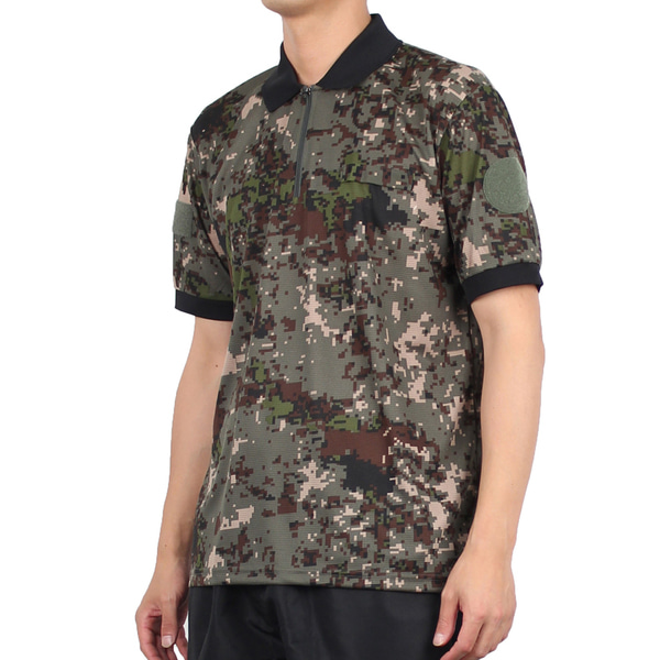 쿨론 넥카라 반팔 티셔츠 검정 군인 군용 군대 티셔츠