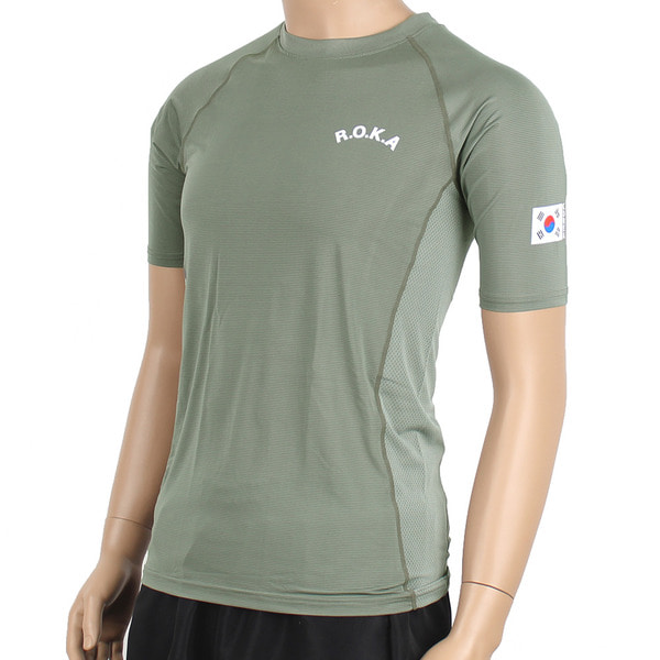쿨론 스포츠 ROKA 로카 래쉬가드 반팔 카키   군인 군용 군대 티셔츠
