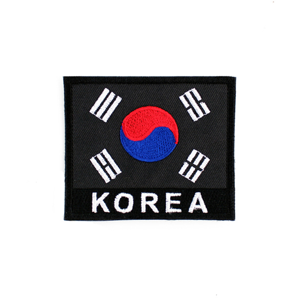 태극기약장 KOREA 검정흰사 벨크로 군인 군용 군대 패치