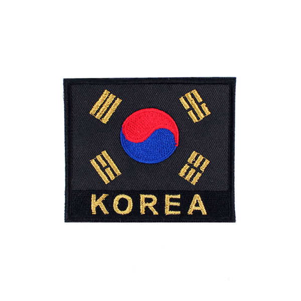 태극기약장 KOREA 검정금사 벨크로 군인 군용 군대 패치