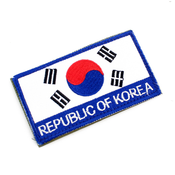 태극기 약장 REPUBLIC OF KOREA 컬러 파랑 벨크로 패치