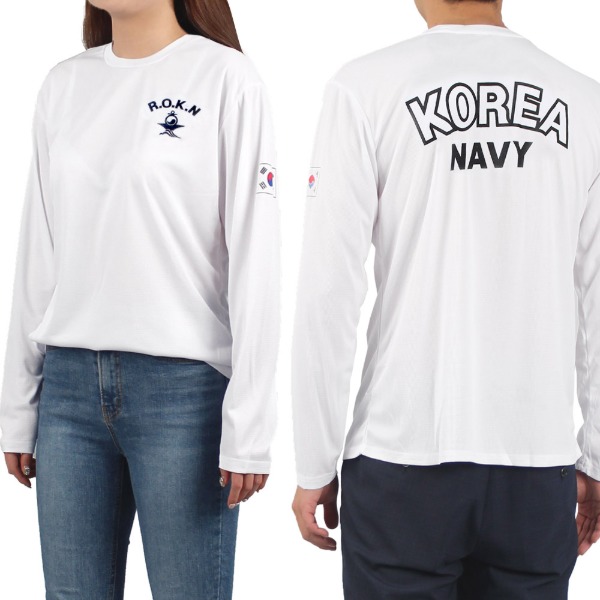 쿨드라이 해군 ROKN 로카긴팔티 흰색 로카티 / 군인 군용 티셔츠