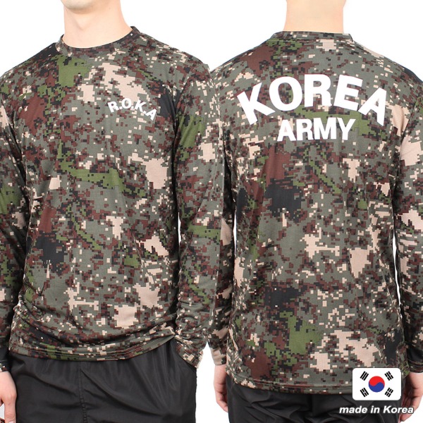 쿨론 코리아아미 PX 로카티 ROKA 긴팔 디지털 군인 군용 군대 티셔츠