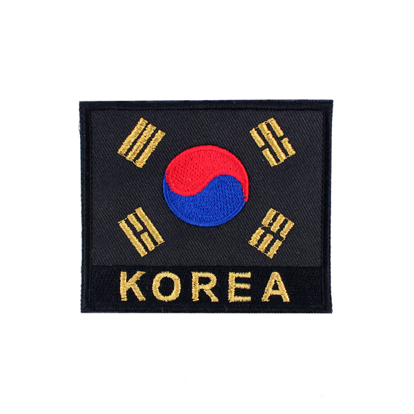 태극기약장 KOREA 검정금사 벨크로 군인 군용 군대 패치