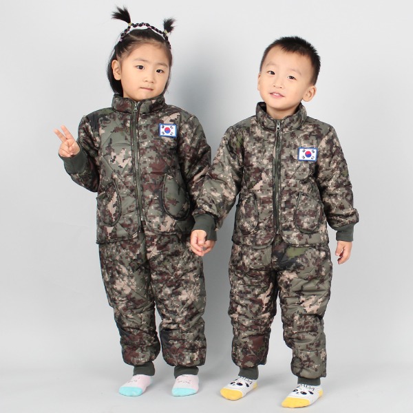 아동 깔깔이 세트 디지털 태극기 차이나넥 어린이 아기 군인 군대 군용