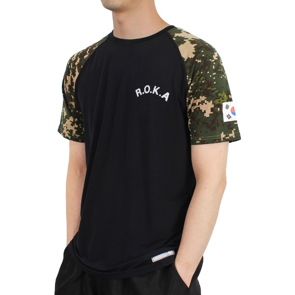 라이크라 ROKA 로카티 반팔 디지털블랙 혼합 군인 군대 티셔츠
