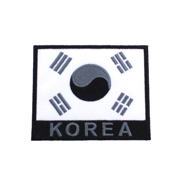 태극기약장 KOREA 흰색그레이 (벨크로) 군인 군용 패치