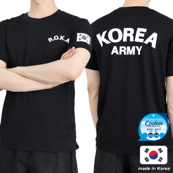 쿨론 스포츠웨어 ROKA 로카반팔티 검정 로카티 / 군인 군용 군대 티셔츠